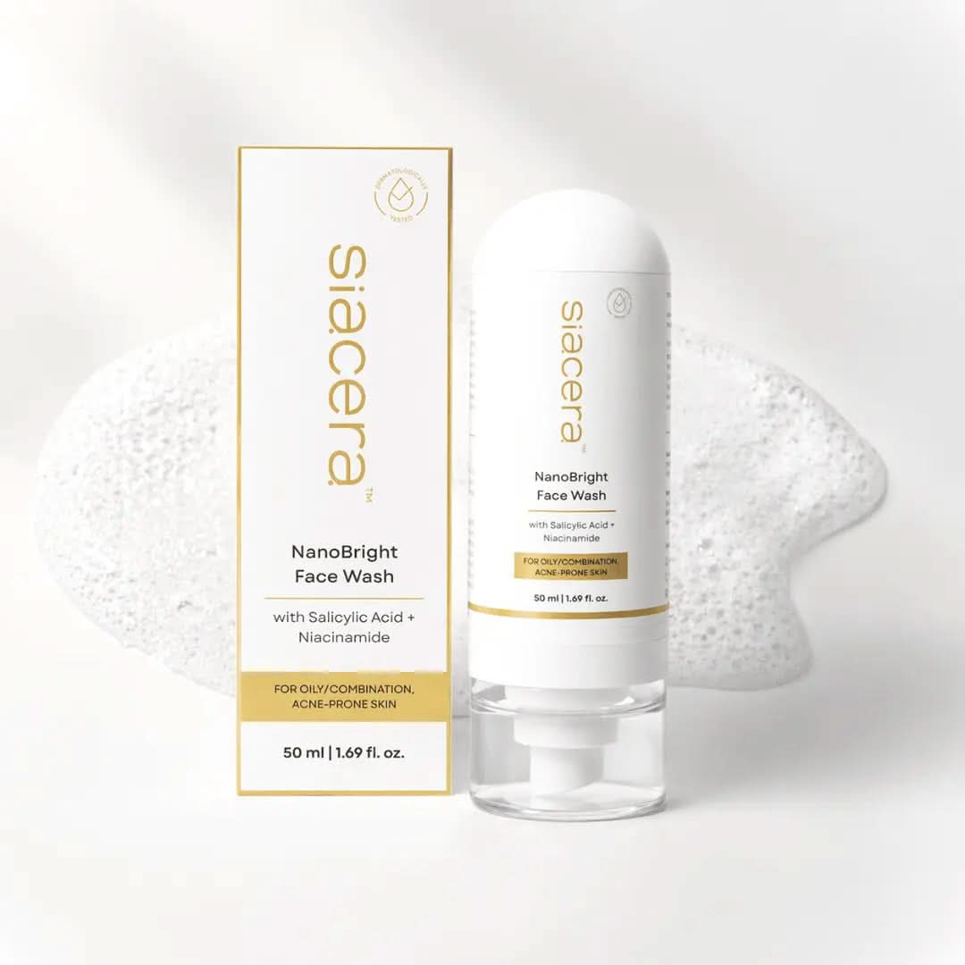 Siacera NanoBright Face Wash - product bottle showing texture and consistency