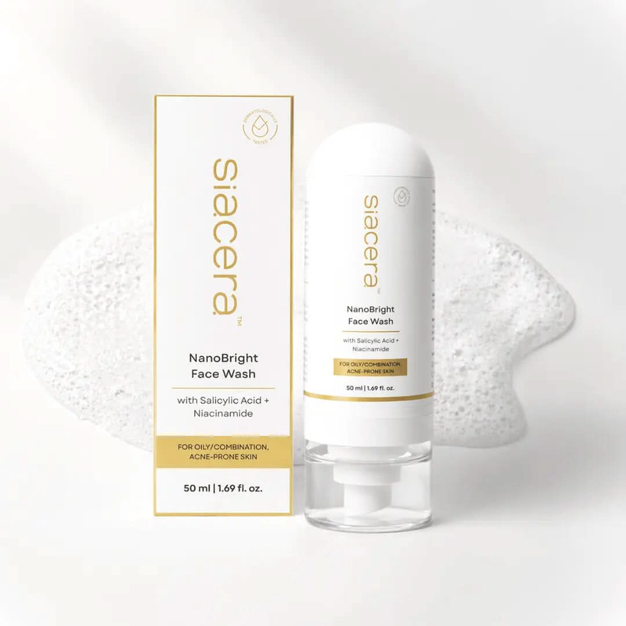 Siacera NanoBright Face Wash - product bottle showing texture and consistency