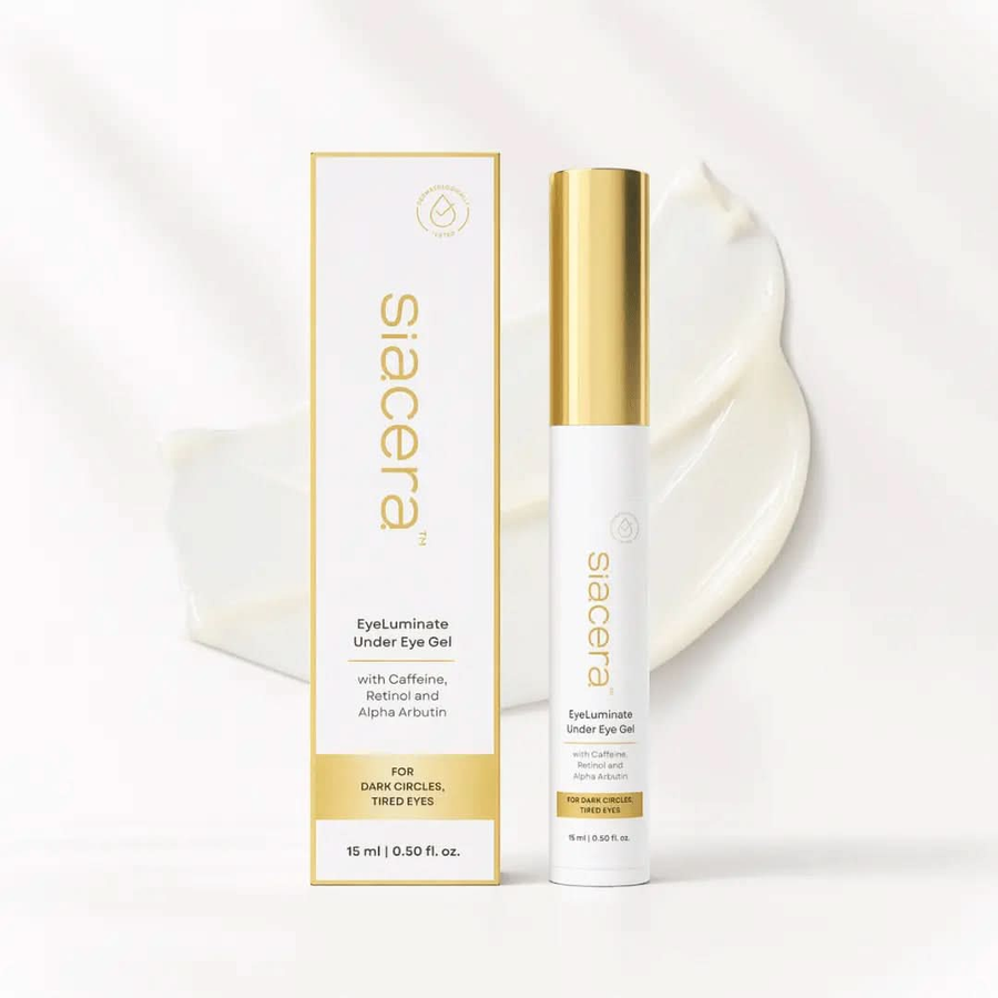 Siacera EyeLuminate Under Eye Gel - Under-eye gel for dark circles and puffiness, formulated with Caffeine + Peptides