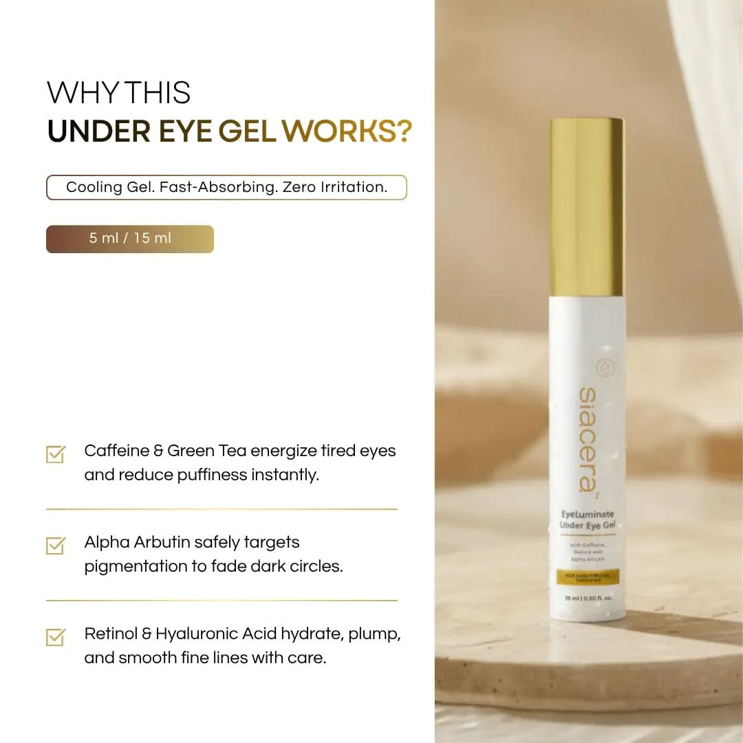 Siacera EyeLuminate Under Eye Gel - fragrance-free dermatologist-tested skincare