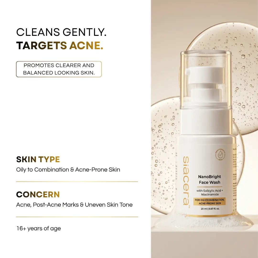 Siacera NanoBright Face Wash - skincare routine usage step
