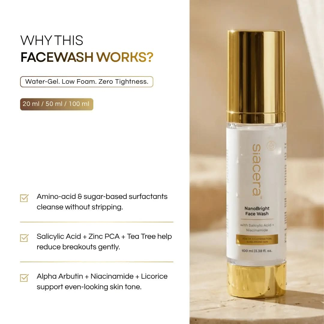 Siacera NanoBright Face Wash - results and benefits visualization